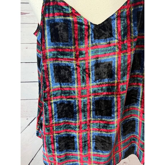 Torrid Sophie‎ Velvet Swing Cami Top 00 Plaid Holiday whimsigoth Medium Large - Picture 12 of 14